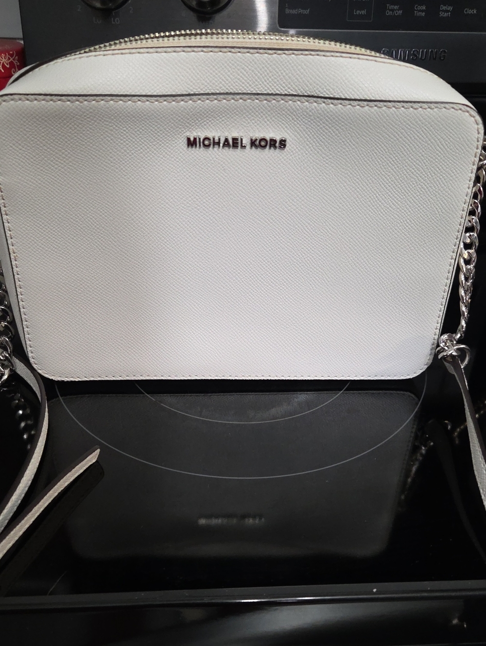Michael Kors White Saffiano Crossbody with Silver Hardware